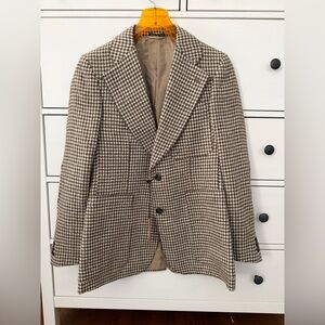 Vintage Wool RAFAEL Brown and Cream Houndstooth Blazer New!